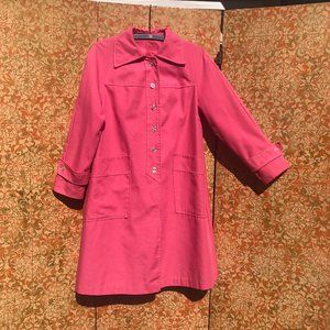 60s Vintage Pink Trench Coat Spring Coat A-Line